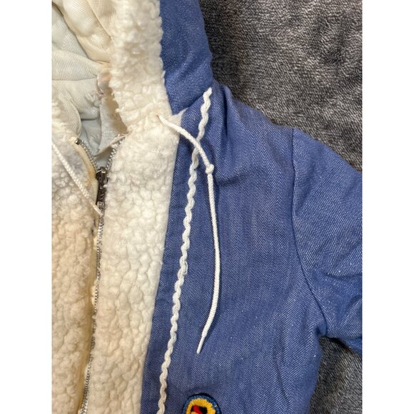 Vintage 1970's Quiltex Demin-look and Faux Fur Coat with Heart Applique and Rick - Picture 5 of 9